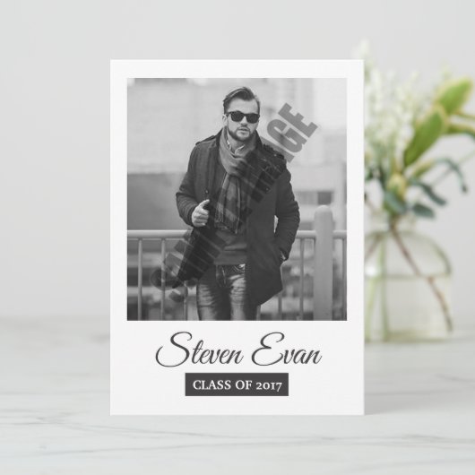 Aankondiging en uitnodiging van het afstuderen (Staand voorkant)