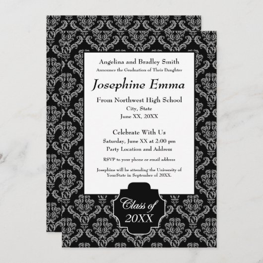 Aankondiging en uitnodiging van het afstuderen (Voorkant / Achterkant)