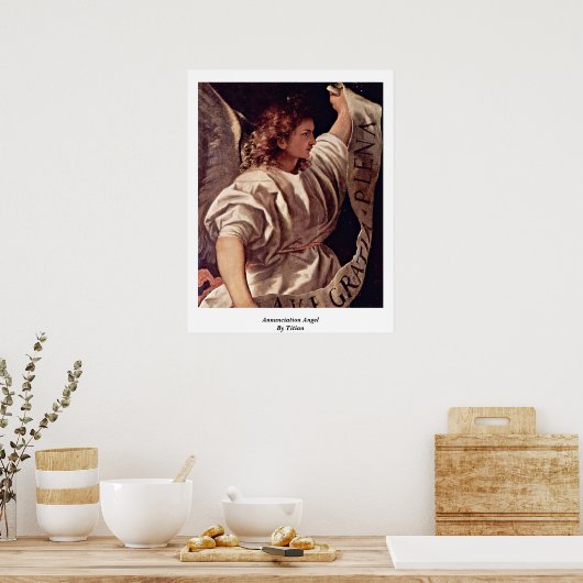 Aankondiging engel door Titiaan Poster (Keuken)