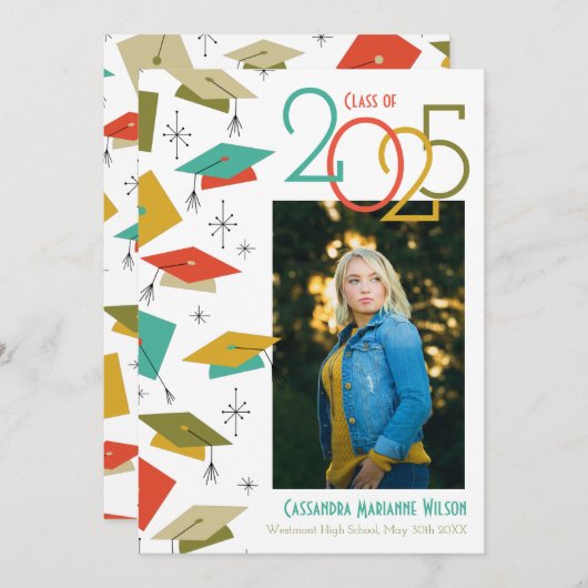 Aankondiging foto Afstuderen Retro (Voorkant / Achterkant)