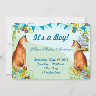 Aankondiging  Fox Bunting Garden Baby Boy