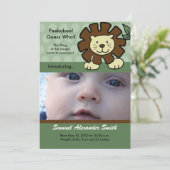 AANKONDIGING GEBOORTE BABY LEEUW Koning van de Jun (Staand voorkant)