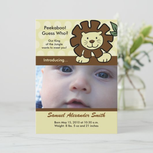 AANKONDIGING GEBOORTE BABY LEEUWENKONING VAN DE JU (Staand voorkant)