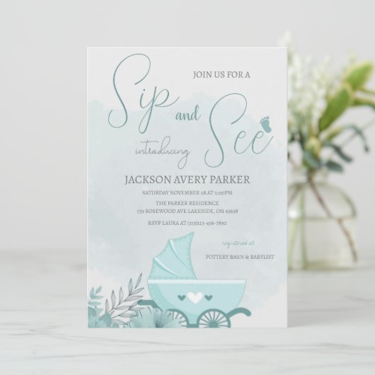 Aankondiging Geboorte Drink&Zie Foto Uitnodiging (Staand voorkant)