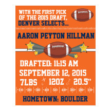 Aankondiging geboorte football - Oranje en blauw