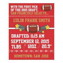 Aankondiging geboorte football - Rood en goud