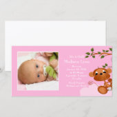 Aankondiging geboorte meisje FOTO Aapje (Voorkant / Achterkant)