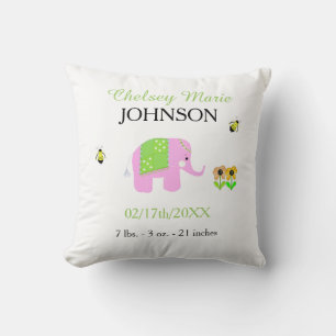 Aankondiging Geboorte Olifantje Baby Kussen