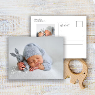 Aankondiging Geboorte Pasgeboren Baby Foto Bedankt Briefkaart