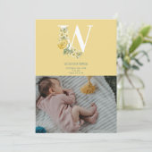 Aankondiging geboorte van gele bloemen geboorte St (Staand voorkant)