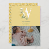 Aankondiging geboorte van gele bloemen geboorte St (Voorkant / Achterkant)