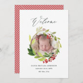 Aankondiging geboorte winterkrans aquarel (Voorkant / Achterkant)