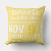 Aankondiging gepersonaliseerde Lemon Yellow Birth Kussen (Voorkant)