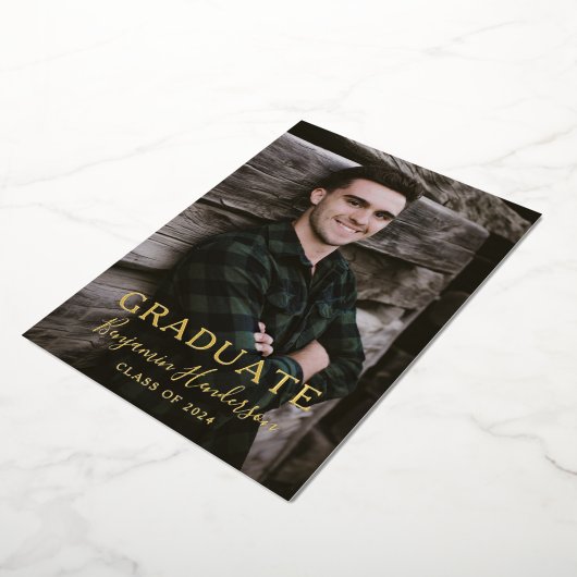 Aankondiging Gold Foil-fotoscript Afstuderen (Gedraaid)
