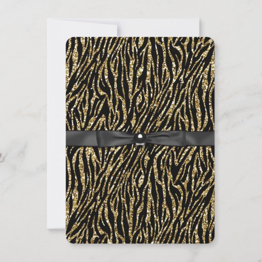 Aankondiging Gold Glitter Zebra Afstuderen (Achterkant)
