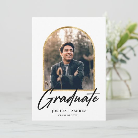 Aankondiging Golden Arch Photo Lijst Afstuderen (Staand voorkant)