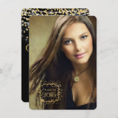 Aankondiging gouden Confetti Afstuderen (Voorkant / Achterkant)