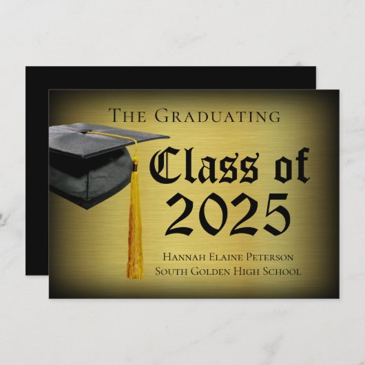 Aankondiging gouden Pet/Tassel-Afstuderen (Voorkant / Achterkant)