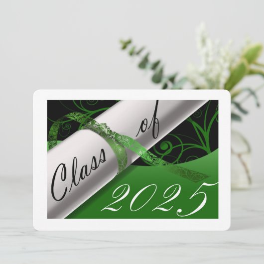 Aankondiging groen en wit Afstuderen (Staand voorkant)