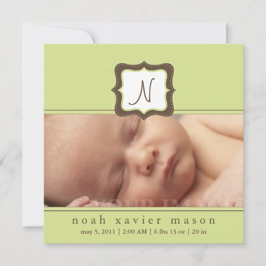 Aankondiging groene Initiaal ter geboorte (Voorkant)