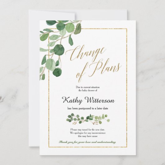 Aankondiging groene verandering van plannen (Voorkant)