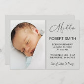 Aankondiging Hallo Baby Fotoscript geboortedatum (Voorkant / Achterkant)