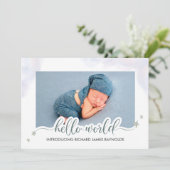 Aankondiging Hallo Wereldbabyjongen (Staand voorkant)