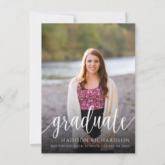 Aankondiging handgeschreven Afstuderen foto script (Voorkant)