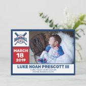 Aankondiging honkbal geboorte foto (Staand voorkant)