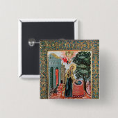 Aankondiging in de fontein vierkante button 5,1 cm (Voorkant /achterkant)