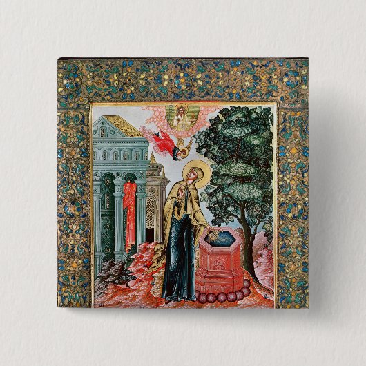 Aankondiging in de fontein vierkante button 5,1 cm (Voorkant)