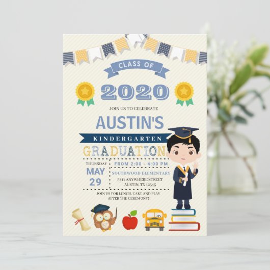 Aankondiging Kinder school Afstuderen (Staand voorkant)