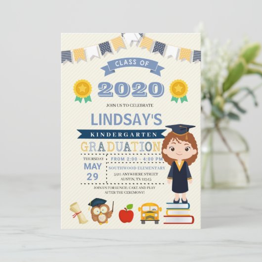 Aankondiging Kinder school Afstuderen (Staand voorkant)