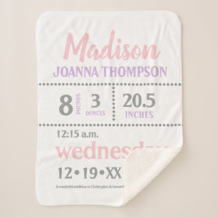 Aankondiging kindermeisje, roze, Paars, grijs, pri Sherpa Deken