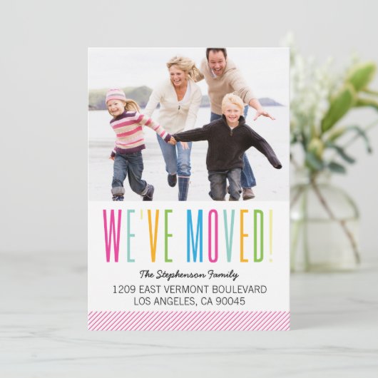 Aankondiging kleurrijke en heldere fotobewegende f (Staand voorkant)