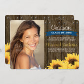 Aankondiging kobalt Blue Sunflower Afstuderen (Voorkant / Achterkant)