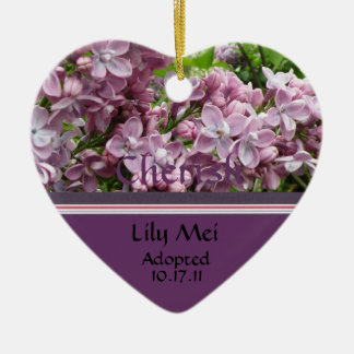 Aankondiging lila adoptie keramisch ornament