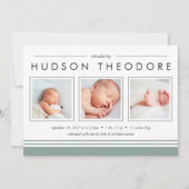 Aankondiging Metro Stripe Birth | Moss (Voorkant)