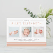 Aankondiging Metro Stripe Birth | Papaya (Staand voorkant)