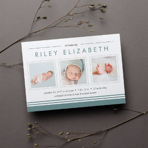 Aankondiging Metro Stripe Birth Sage