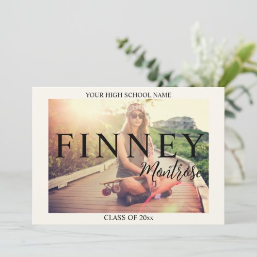 Aankondiging modern 2 Foto Afstuderen (Staand voorkant)
