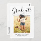 Aankondiging modern Afstuderen kalligrafie Briefkaart (Voorkant / Achterkant)