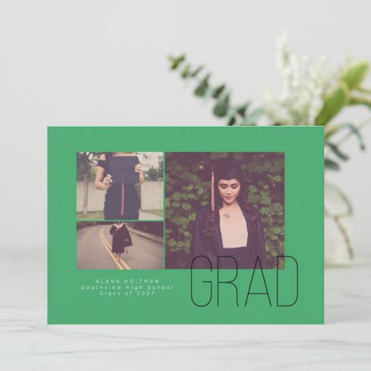 Aankondiging modern Afstuderen offset- (Staand voorkant)