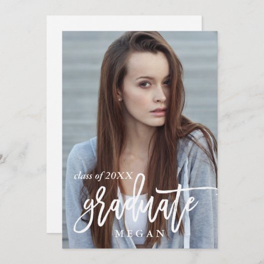 Aankondiging modern Afstuderen penseeltype (Voorkant / Achterkant)