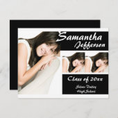 Aankondiging modern Chic 3-foto-Afstuderen (Voorkant / Achterkant)