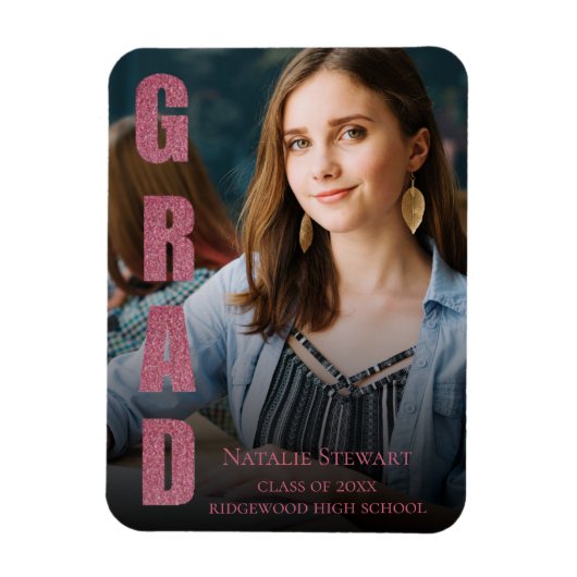 Aankondiging modern Faux Roos Gold Afstuderen Magneet (Verticaal)