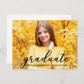 Aankondiging modern script Afstuderen Foto B (Voorkant / Achterkant)