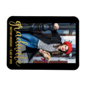 Aankondiging modern script Afstuderen Foto Gold Magneet (Horizontaal)