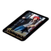 Aankondiging modern script Afstuderen Foto Gold Magneet (Linkerzijde)