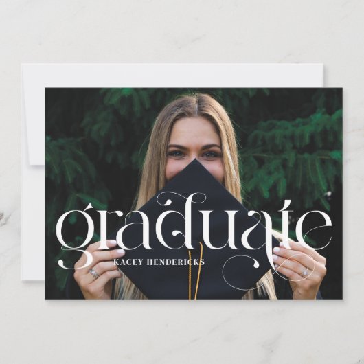 Aankondiging modern Swirl Serif Photo Afstuderen (Voorkant)